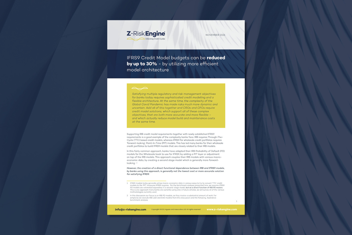 IFRS9 Credit Model budgets can be reduced by up to 30%