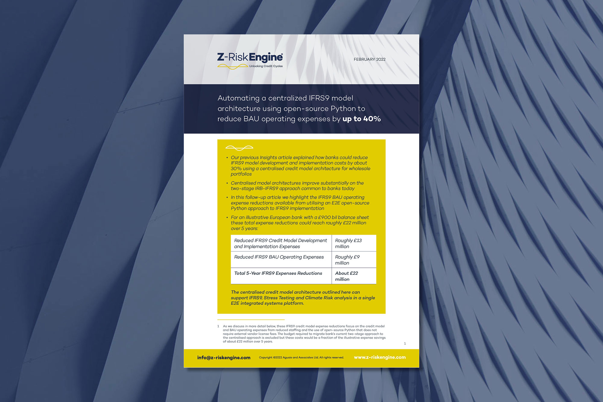 Using a centralized IFRS9 model architecture and Python to reduce BAU operating expenses by up to 40%